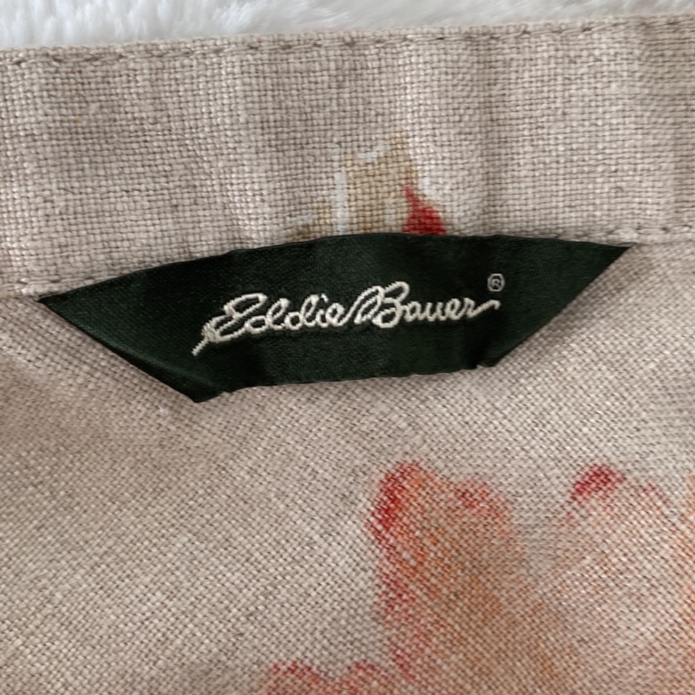 Eddie Bauer 100% linen wrap skirt midi pink &melon flowered tan pattern - Picture 6 of 12